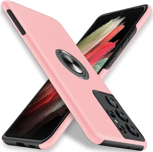 Vista 15 de JAME Funda para Samsung Galaxy S21 Ultra, Protector Delgado y Suave con Parachoques para Samsung S21 Ultra, con Soporte de Anillo Invisible y Atril