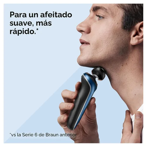 Vista 2 de Braun Maquinilla de afeitar eléctrica para hombre, serie 6 6120s, afeitado en húmedo y seco, modos de afeitado turbo y suave, con recortador