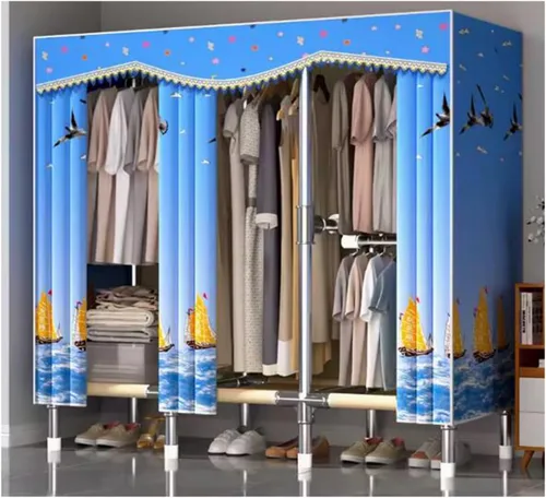 Vista 20 de Armarios grandes Armario grande de metal de acero Perchero de ropa Armario con riel de ropa Armarios para dormitorio de tela gruesa Armario portátil