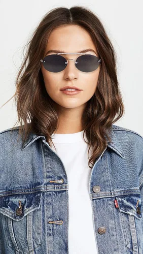 Vista 3 de Miu Miu Gafas de sol redondas de aviador para mujer color plateadogris talla única