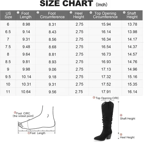 Vista 7 de mysoft Botas vaqueras hasta la rodilla para mujer, punta puntiaguda, tacón grueso medio, botas holgadas con cremalleras