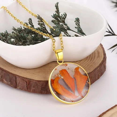 Vista 66 de Forget-Me-Not and Queen Anne's Lace Pressed Wildflower Necklace Birth Month Real Flower Necklace Gold/Silver Pressed Flower Jewelry