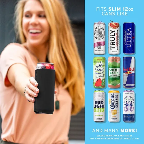 Vista 2 de Mangas enfriadoras para latas delgadas (paquete de 14) Koolie aislante suave para latas delgadas para White Claw Seltzer y cerveza delgada - HTV
