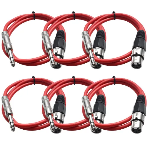 Vista 25 de Seismic Audio - SATRXL-F2-6 Paquete de cable de conexión XLR negro de 2 pies XLR hembra a 1/4" TRS