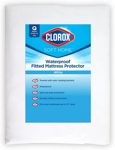 Vista 18 de Clorox Protector de colchón ajustable impermeable, vinilo impermeable, protección duradera contra derrames y manchas, cierre con cremallera
