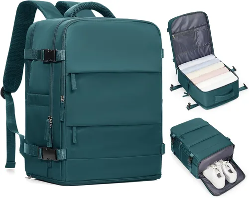 Vista 50 de Mochila de viaje grande, bolsa de mano, aprobada para aviones, para artículos personales, para hombre o mujer, color beige con marrón