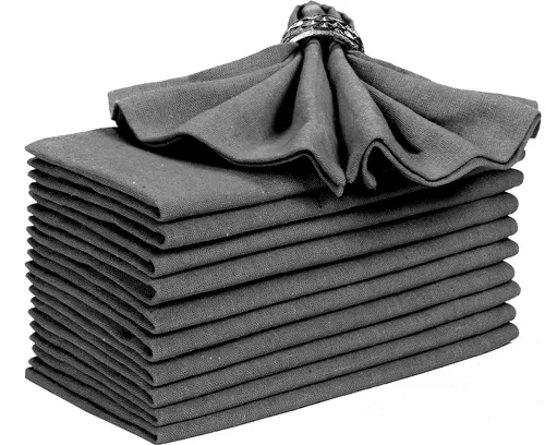 Vista 17 de Bedding Craft Juego de 12 Servilletas de Tela para Cena – 18x18 Azul Aéreo con Aspecto de Lino y Dobladillo Decorativo – Suaves, Lavables a Máquina