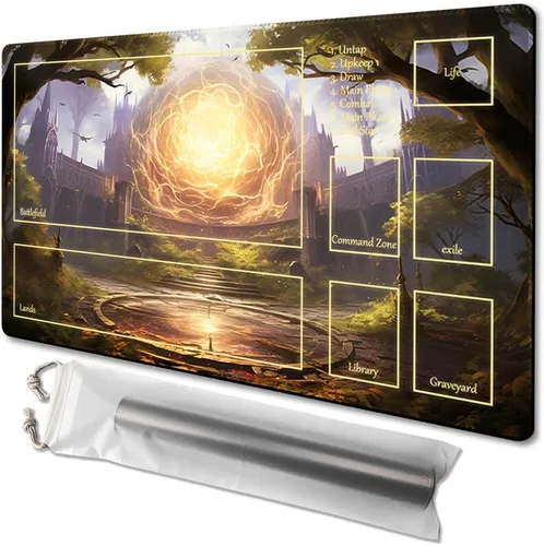 Vista 21 de MTG - Tapete de juego tamaño 24 x 14 pulgadas, bolsas de almacenamiento antideslizantes, ideal para entusiastas de los juegos de cartas, tapete
