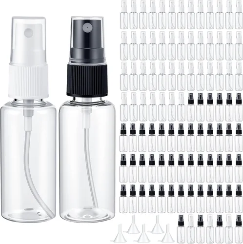 Vista 7 de Maxcheck 100 mini botellas de aerosol transparentes de 1 onza, botella de viaje vacía de plástico de niebla fina, recipientes pequeños de aerosol