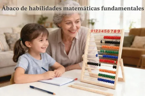 Vista 2 de MAGIKON Marco de números de madera para contar, ábaco de 10 filas para niños que aprenden matemáticas (11-1/2 pulgadas) Wood, 11.5in, 10 rows, 100