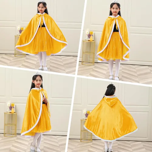 Vista 2 de Century Star Capa de princesa de piel para niña con capucha para niñas pequeñas Navidad