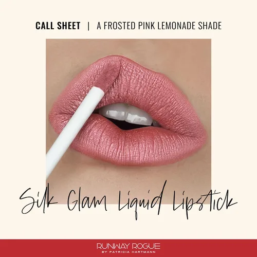 Vista 2 de Runway Rogue Lápiz Labial Líquido de Seda Glam, Lápiz Labial de Larga Duración Rosa Helado-Limonada, ‘Call Sheet