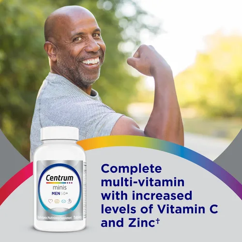 Vista 2 de Centrum Minis Silver Multivitamínico para hombres 50 Plus, suplemento multivitamínico/multimineral, vitamina D3, vitaminas B y zinc, ingredientes
