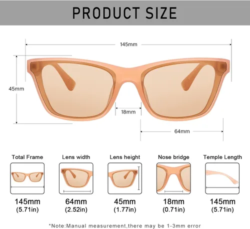 Vista 4 de Gafas de sol polarizadas para mujeres y hombres, gafas de sol cuadradas clásicas