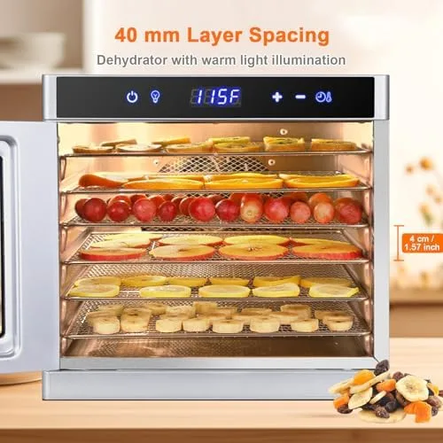 Vista 4 de Electric Food Dehydrator Machine, 700W Adjustable Temperature & 24-Hour Timer, 6 Stainless Steel Trays for Jerky, Meat, Fruits, Vegetables, Herbs