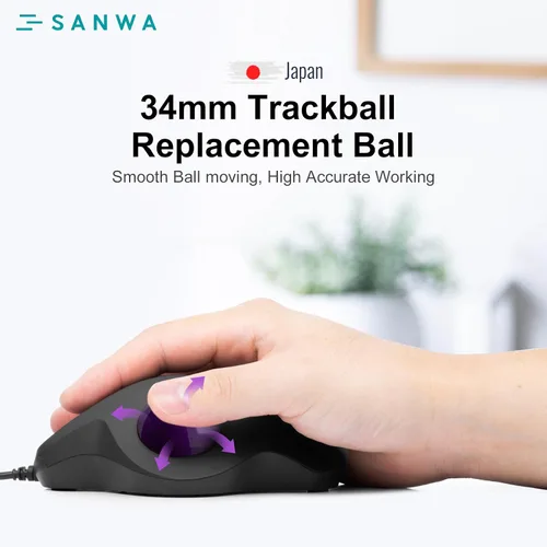 Vista 3 de SANWA Bola de seguimiento de 34mm/1.34pulgadas, Bola de repuesto para Logitech M575, M570, MX Ergo, Kensington TB450, TB550, Pro Fit Ergo y otros