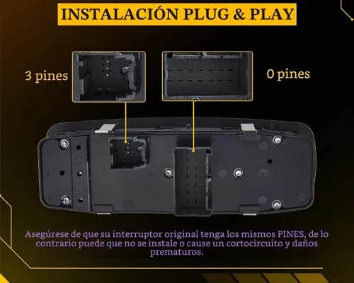 Vista 3 de Interruptor de ventana Compatible con Ram 1500 2013-2021, Ram 2500 3500 4500 5500 2013-2018. Control de puerta del lado del conductor delantero