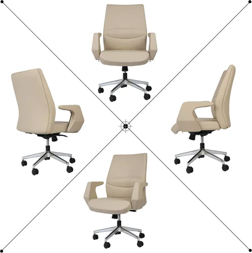 Vista 7 de LUCKYERMORE Silla de oficina ejecutiva ergonómica de cuero para el hogar, silla de escritorio con posición de bloqueo ajustable y cómoda
