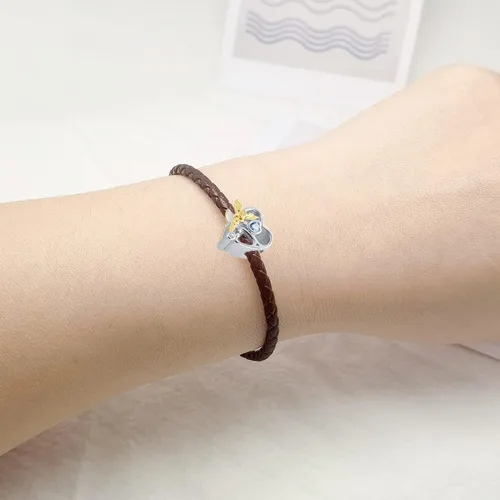Vista 5 de QeenseKc Enfermera Doctor - Estetoscopio con forma de corazón y circonita cúbica para pulsera Pandoa