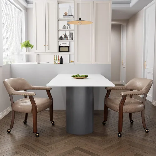 Vista 66 de Juego de 2 sillas de comedor con ruedas, poliuretano gris antiguo Gris (Antique Grey)