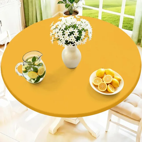 Vista 42 de Moosfor Mantel redondo de elastano, elástico ajustable impermeable para mesas de 18 a 24 pulgadas, mantel de picnic elástico lavable para Azul