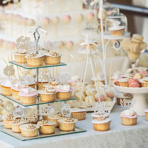 Vista 5 de Gyufise 24 decoraciones para cupcakes de otoño con texto en inglés "Miss to Mrs Cupcake Topper Champage Gold Fall Pumpkin Bride Shower Cake Toppers