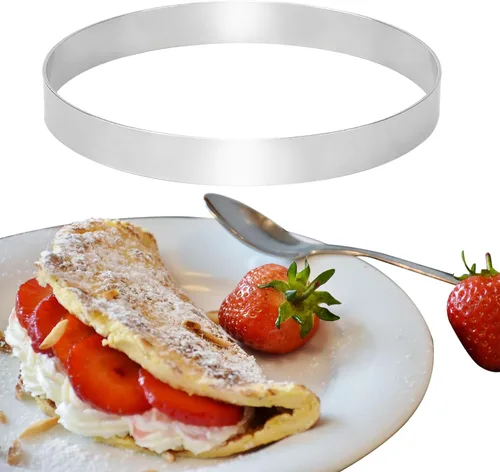 Vista 4 de 2 piezas de 8 pulgadas para panqueques, anillo de tortilla, molde de anillo de huevo para asar huevos grandes de acero inoxidable para panqueques