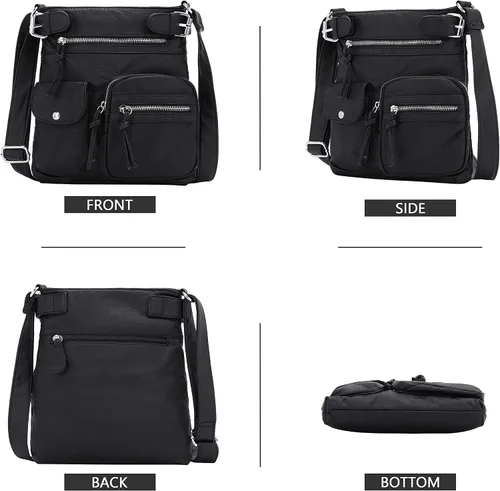 Vista 2 de Angel Kiss Bolsos cruzados para mujer, de piel lavada, con múltiples bolsillos, bolsos tipo hobo suaves y bolsos medianos