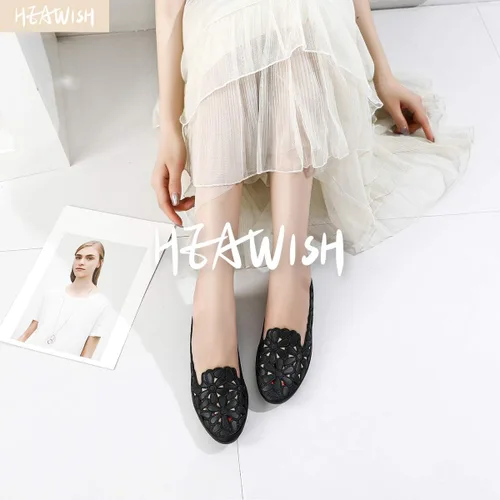 Vista 7 de HEAWISH - Zapatos planos para mujer estilo baletas, con diseño floral, cuero PU, punta redonda, calzado elegante, color negro y beige