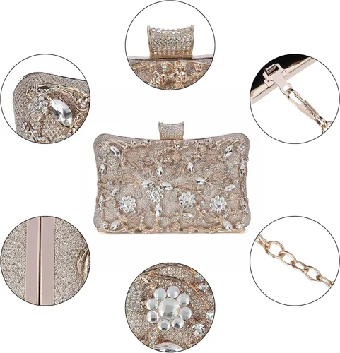 Vista 5 de Tanpell Bolso de mano de cristal para mujer bolso de mano de boda con diamantes de imitación para novia graduación cóctel fiesta