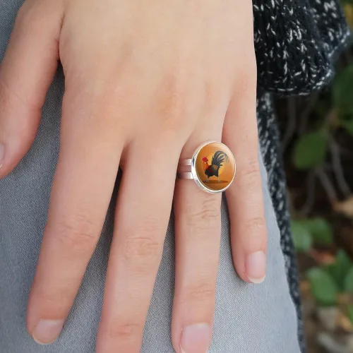 Vista 2 de GRAPHICS & MORE Rooster of Awesomeness - Anillo de pollo chapado en plata ajustable, Metal, Plata