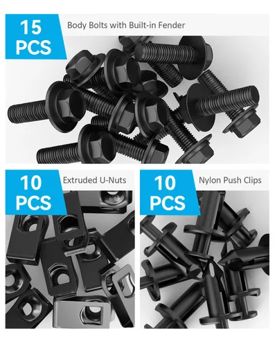 Vista 4 de 35 piezas de protección contra salpicaduras para el motor, tornillos de guardabarros del parachoque delantero, retenedores de empuje, clips