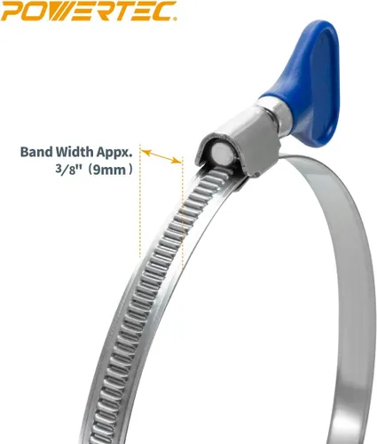 Vista 6 de POWERTEC 70247 Abrazaderas de manguera con llave de 1-1/2 pulgadas, abrazaderas ajustables de tornillo de pulgar de acero inoxidable para colección