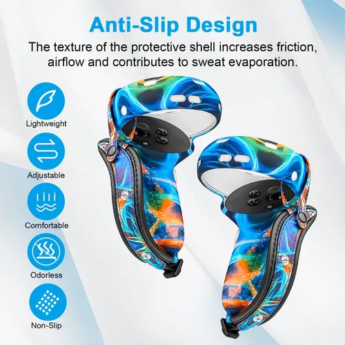 Vista 9 de Relohas Accessories for Oculus Quest 2, VR Accessory Set for Meta Quest 2, Include Controller Grip Leather Cover, VR Shell Cover, Face Cover, The