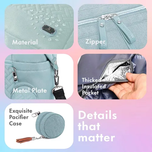 Vista 3 de Dikaslon Bolsa de Pañales Tipo Tote, Bolsa de Pañales de Viaje Grande Tipo Tote para Mamá y Papá, Bolsa de Bebé Multifuncional para Niños y Niñas