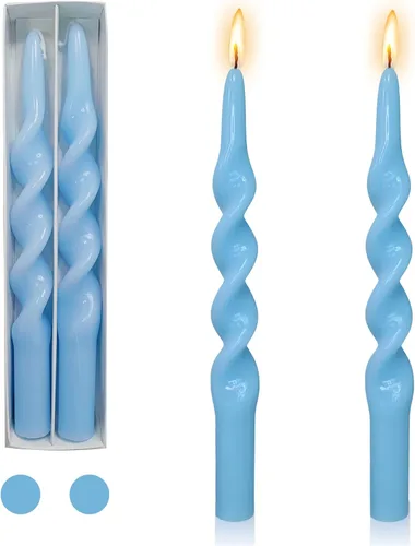 Vista 35 de Candelabros en espiral verde y velas cónicas verdes - Gedengni 7.5 pulgadas Velas cónicas cortas y encantadoras con diseño retorcido, velas sin