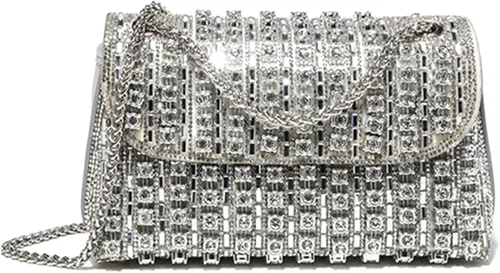 Vista 7 de Bolsos de mano con diamantes de imitación para mujer, bolsos de hombro con cadena, bolsas de noche brillantes para cóctel, graduación, fiesta, boda