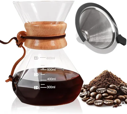 Vista 11 de Verter sobre cafetera 13.5 fl oz vidrio borosilicato goteo