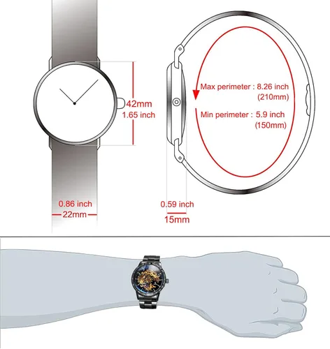 Vista 5 de Carrie Hughes Reloj automático para hombre, reloj automático IK, reloj esqueleto fotocromático espejo, reloj automático mecánico steampunk, correa