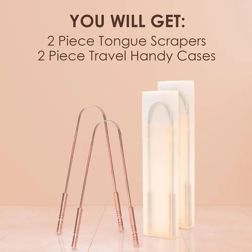 Vista 4 de TruLife - Raspador de lengua para adultos (paquete de 2), limpiador de lengua para cuidado e higiene bucal, raspador de lengua de metal, reduce