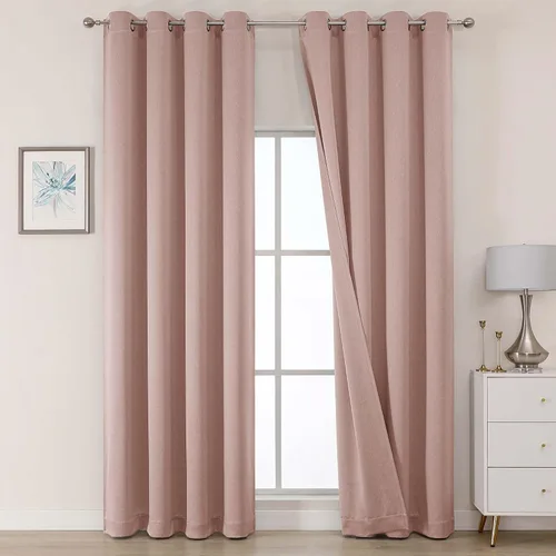 Vista 50 de OWENIE Cortinas 100% opacas de 63 pulgadas de largo, 2 paneles para dormitorio, sala de estar, cortinas superiores con ojales con aislamiento Negro