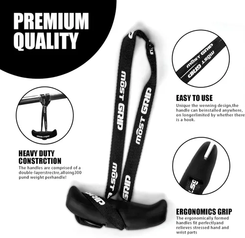 Vista 3 de Manijas de agarre neutro MOST para dominadas en gimnasio en casa, empuñaduras ergonómicas para dominadas con antideslizante para remo con barra en T