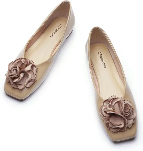 Vista 13 de C.Paravano Zapatos planos de ballet para mujer con punta cuadrada y diseño Negro