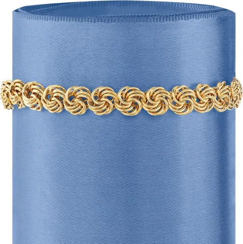 Vista 3 de Ross-Simons 14kt Yellow Gold Rosette-Link Bracelet