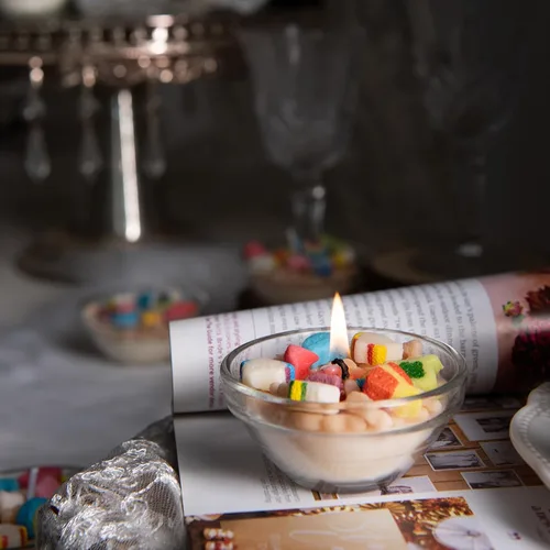 Vista 3 de Mini Velas aromáticas de cera de soja con forma de tazón de cereal de vainilla francesa divertida para recuerdo de boda (paquete de 6 piezas)