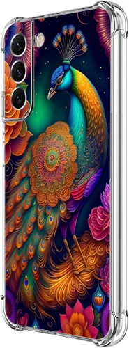Vista 9 de Funda para Galaxy S21 FE 5G, protección contra caídas de flores de mariposa azul, a prueba de golpes, carcasa protectora de cuerpo completo Mariposa