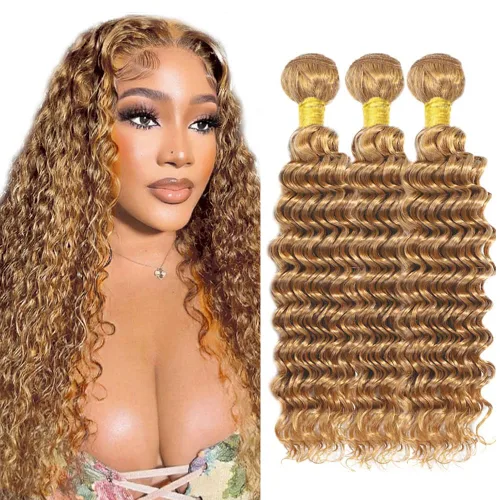 Vista 190 de 300g 1B27 Human Hair Bundles Honey Blonde Bundles Human Hair 10A Brazilian Virgin Remy Hair Extensions 8 10 12 Inch