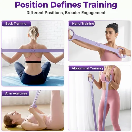 Vista 4 de Figura 8 Banda de resistencia de fitness, Figura 8 bandas de ejercicio para mujeres y hombres, 8 bandas de goma de resistencia en forma de brazos