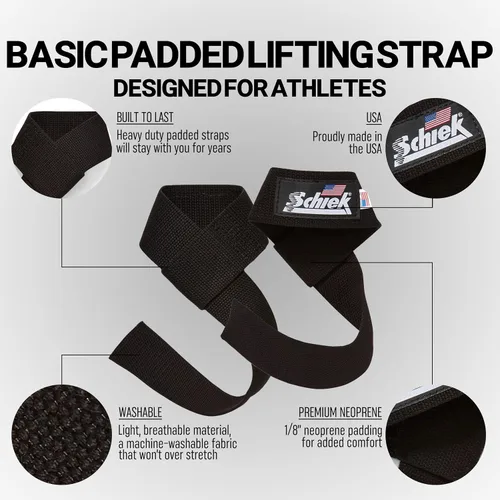 Vista 3 de Schiek Sports Model 1000-BPS Basic 20" Correas de elevación acolchadas - Negro