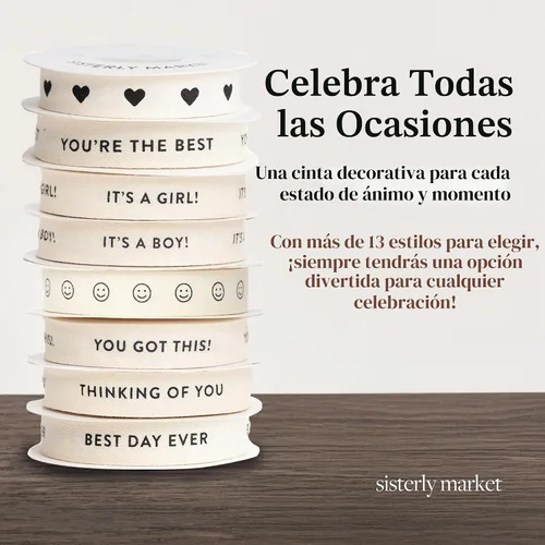 Vista 6 de Cinta de algodón en espiga personalizada, cinta de regalo natural de 5/8 pulgadas con frase impresa Best Day, 10 yardas El mejor día de la historia